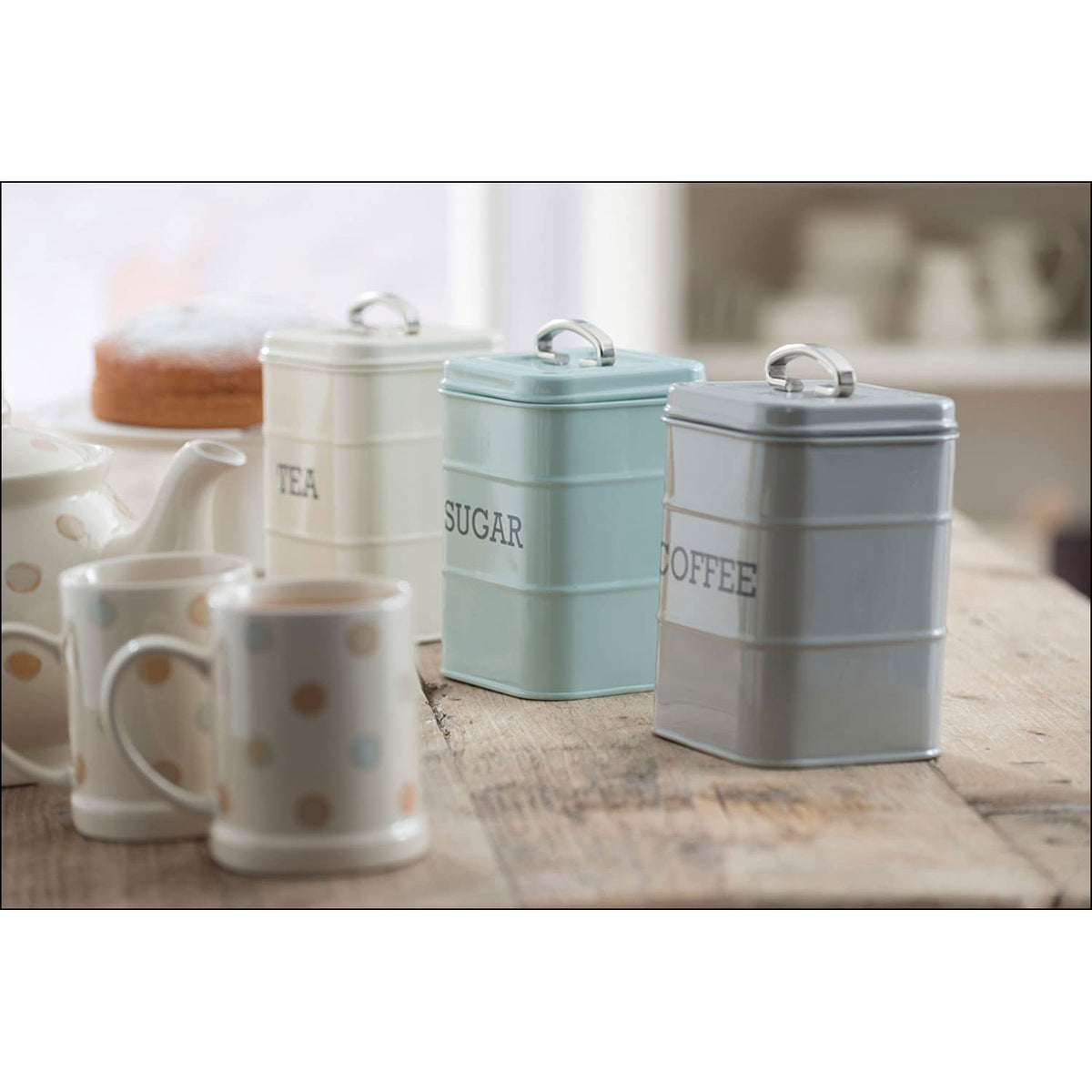 KitchenCraft Living Nostalgia Metal Sugar Canister - Vintage Blue