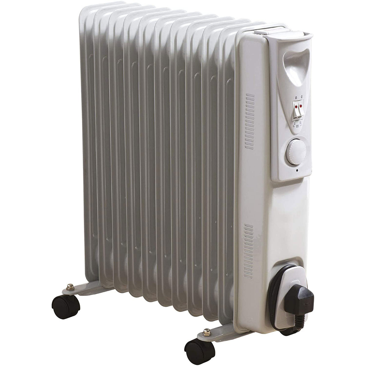 Daewoo 11 Fin Oil Filled Radiator Heater With Thermostat And Wheels 2500 W - White Main image