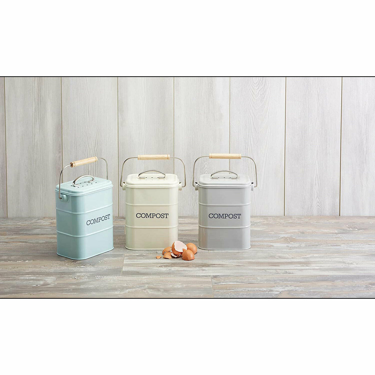 KitchenCraft Living Nostalgia Metal Kitchen Compost Bin 3 Litres - Vintage Blue