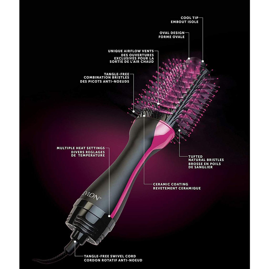 Revlon Pro Collection Salon One Step Hair Dryer And Volumiser Hot Air Stylers - Black/Pink