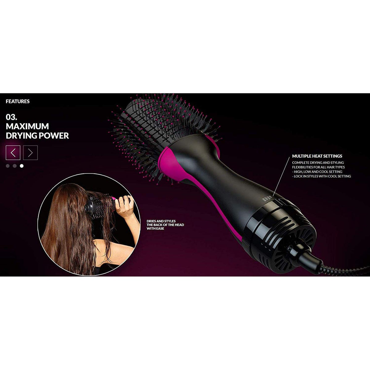 Revlon Pro Collection Salon One Step Hair Dryer And Volumiser Hot Air Stylers - Black/Pink