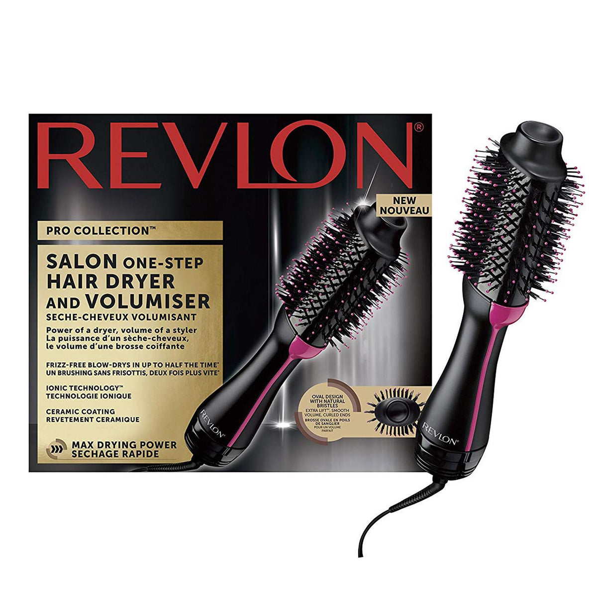 Revlon Pro Collection Salon One Step Hair Dryer And Volumiser Hot Air Stylers - Black/Pink