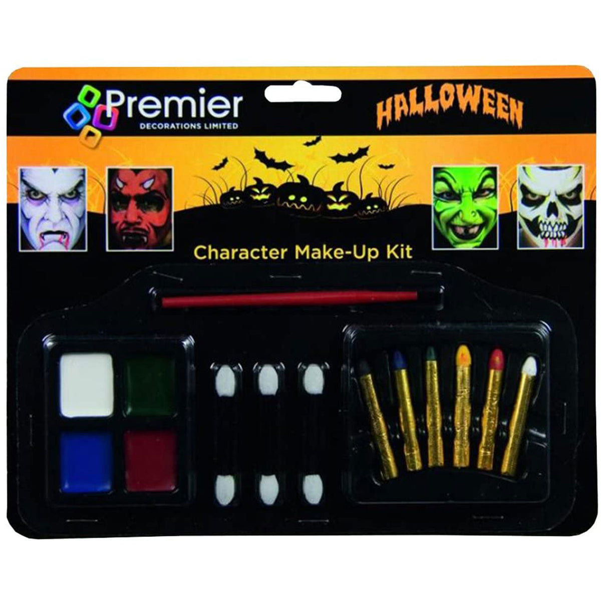 Premier Halloween Character Make Up Kit - Create Red Devils Zombies Ghosts Galore - Multicolour