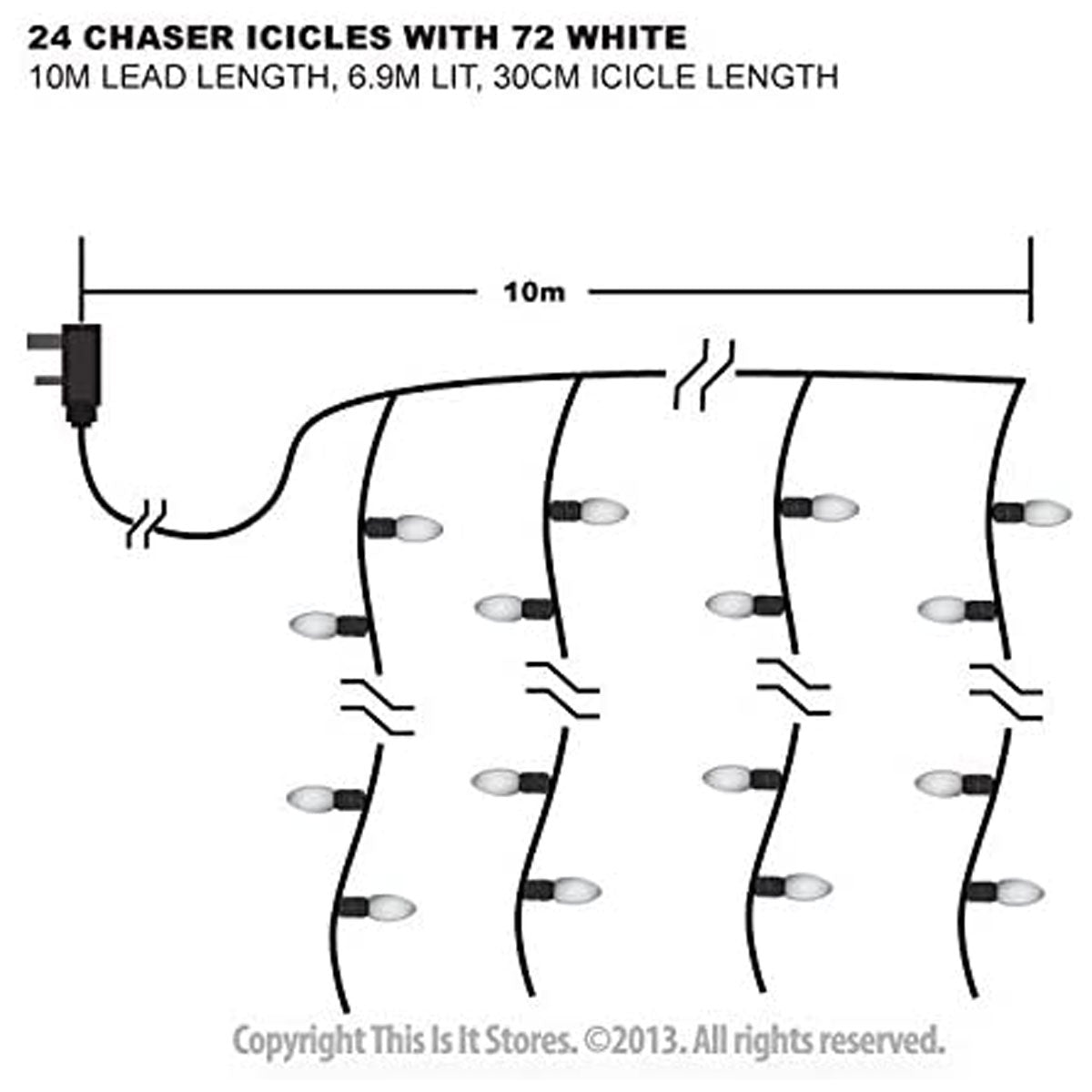 Premier Decoration 24 Chaser Icicle Christmas LED Lights With 72 White LEDs Secondary image