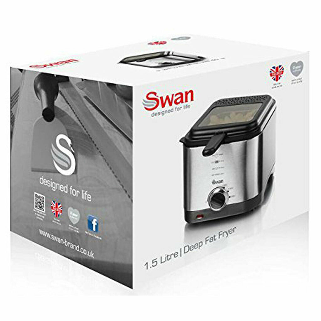 Swan Deep Fat Fryer Stainless Steel 900 W 1.5 Litres - Silver