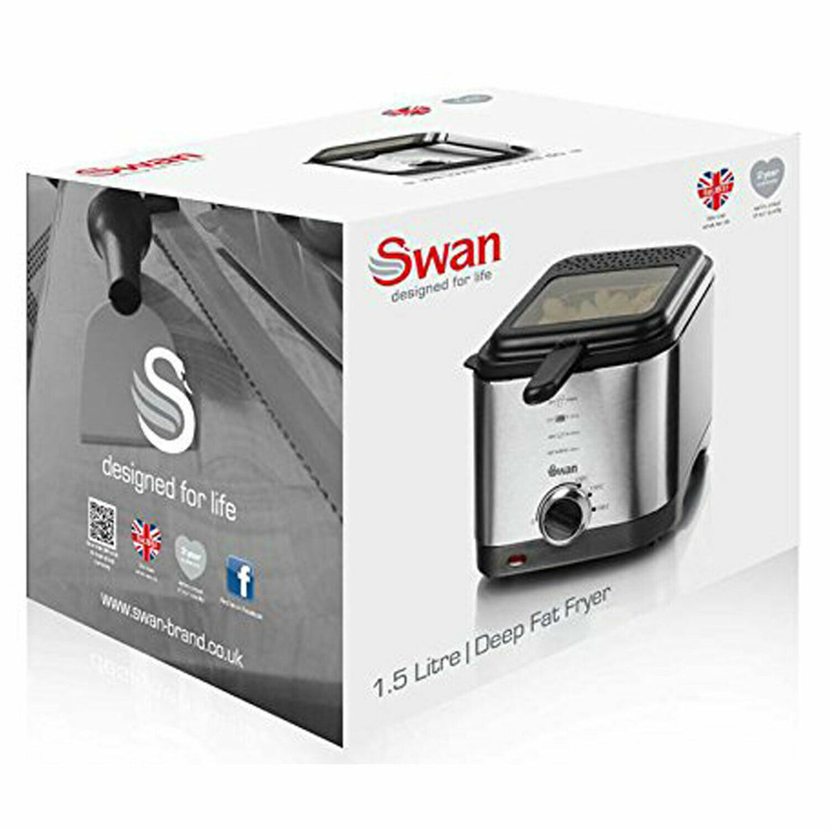Swan Deep Fat Fryer Stainless Steel 900 W 1.5 Litres - Silver