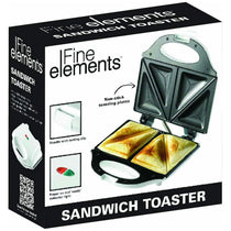 Fine Elements Deep Fill 2 Portion Sandwich Toaster with Easy Clean Non Stick Coating Plates - White