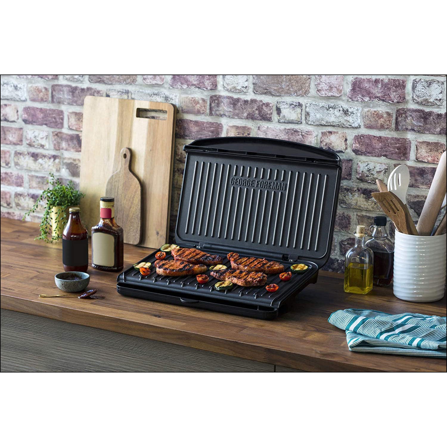 George Foreman Large Fit Grill - Versatile Griddle, Hot Plate and Toastie Machine in Black Secondary image