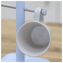 Swan Retro 6 Cup Mug Tree Weighted Base Polished Metal - Blue