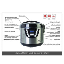Wahl James Martin LED Digital Multi Cooker 4 Litre Family Size Stainless Steel - Silver