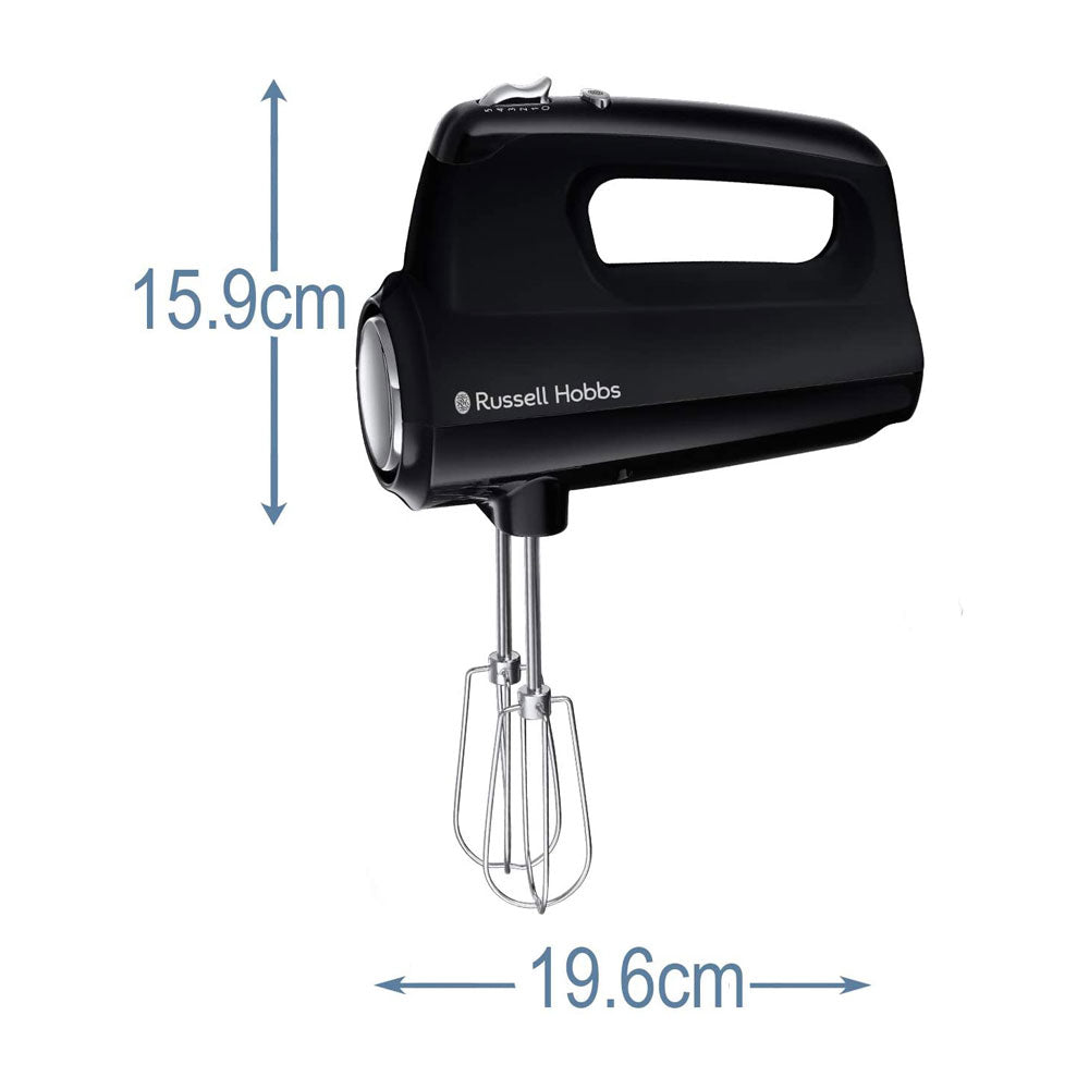 Russell Hobbs Desire Hand Mixer Electric Hand Whisk And Dough Mixer Attachments 350 W - Matte Black