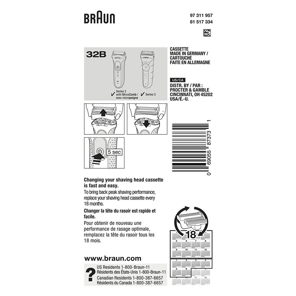 Braun Series 3 32B Electric Shaver Head Replacement - Black Secondary image
