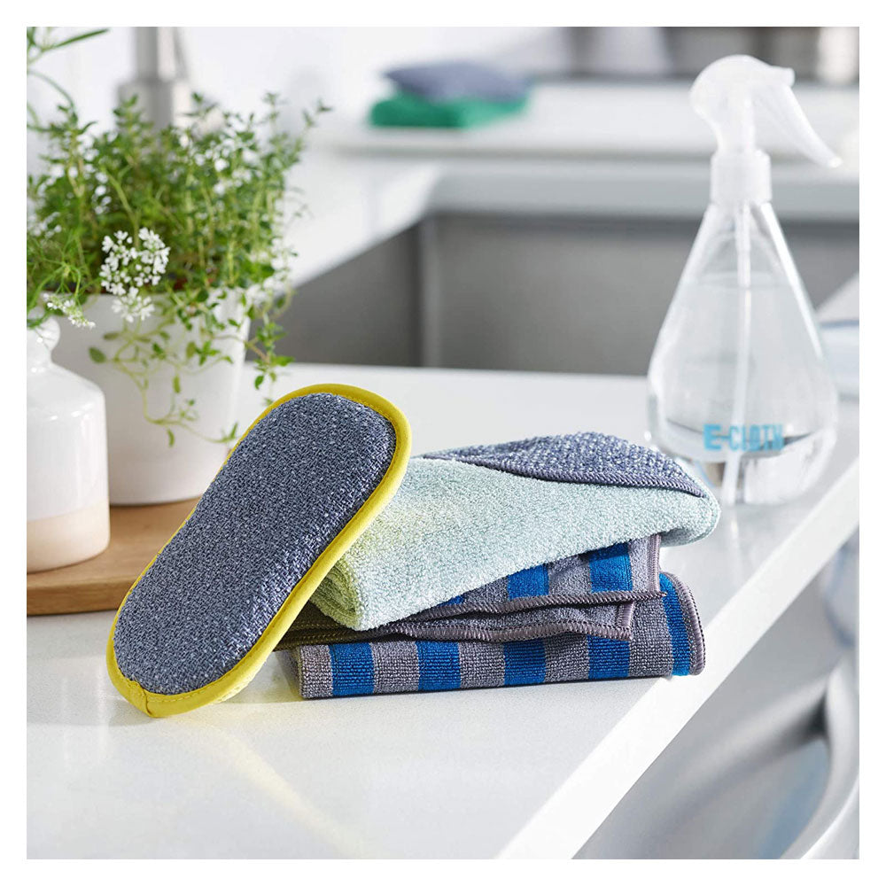 E-Cloth Kitchen Cleaning Cloths 2 Pack 32cm x 32cm - Blue & Green