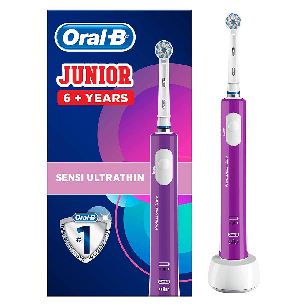Oral B Junior Kids Sensi Ultrathin Electric Rechargeable Toothbrush For Children Aged 6 + Years - Purple Main image
