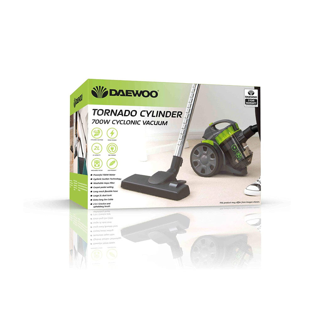 Daewoo TORNADO Bagless Cyclonic Vacuum Cleaner With 2L Capacity 700 W - Grey, Green, Black