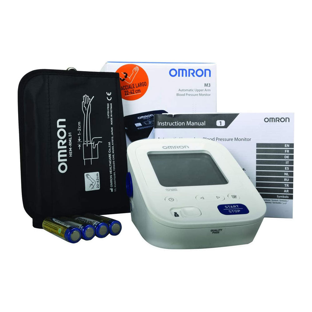 Omron M3 Automatic Upper Arm Blood Pressure Monitor With Easy Cuff 22-42cm - White