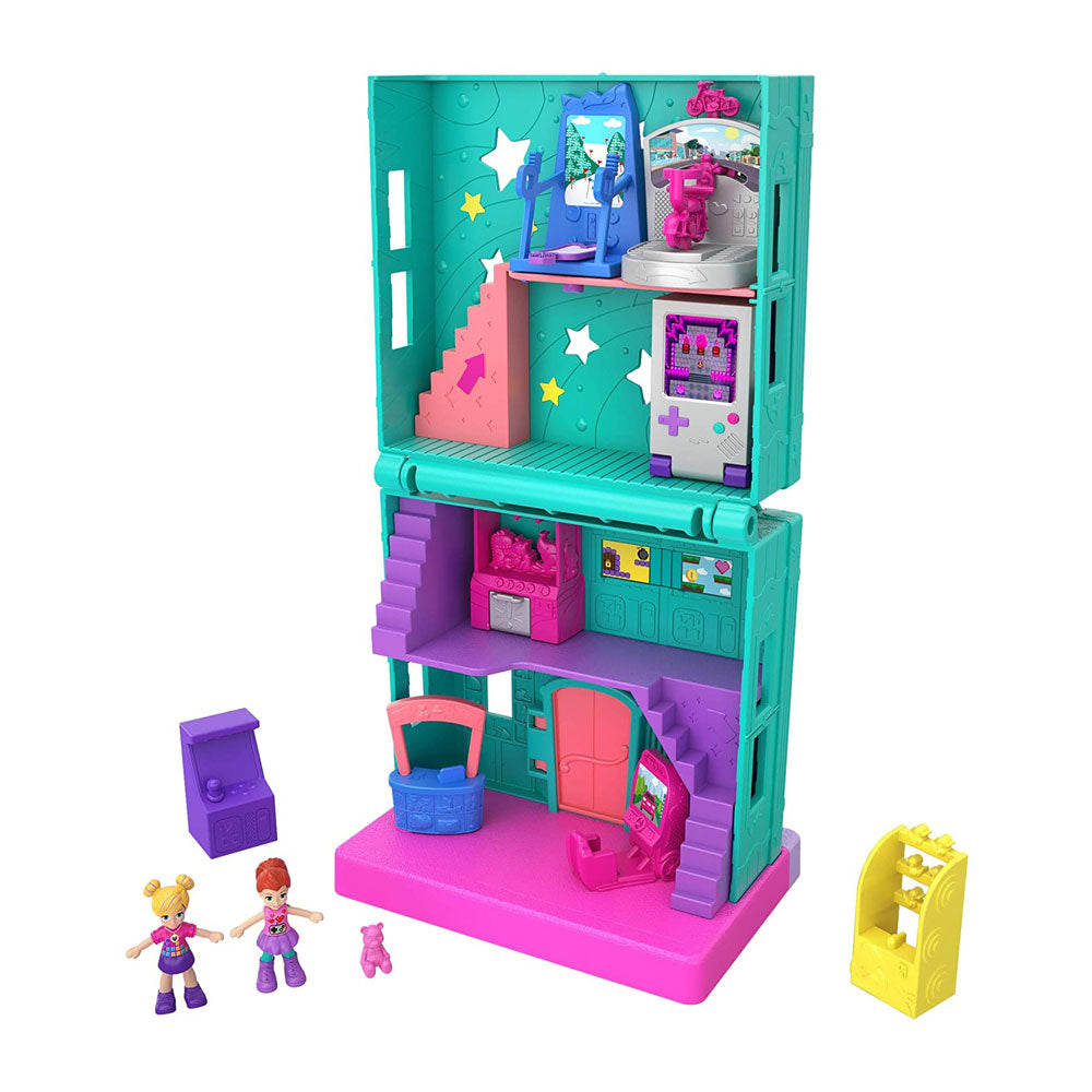 Polly Pocket Pollyville Arcade Set With 4 Floors 2 Dolls & 5 Accessories - Multicolor