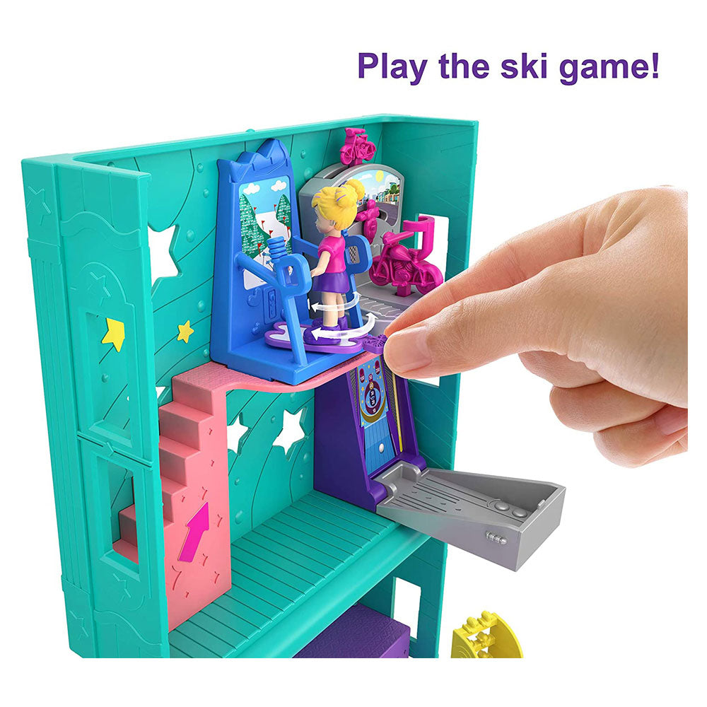 Polly Pocket Pollyville Arcade Set With 4 Floors 2 Dolls & 5 Accessories - Multicolor