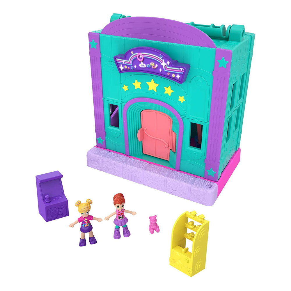Polly Pocket Pollyville Arcade Set With 4 Floors 2 Dolls & 5 Accessories - Multicolor