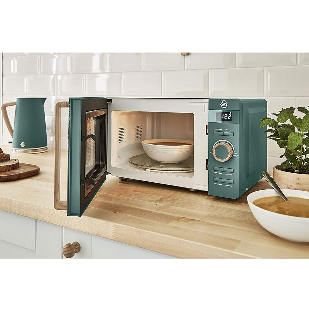Swan Nordic Digital Microwave Matte Finish 6 Power Levels 800 W 20 Litre - Pine Green