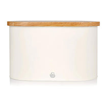 Swan Nordic Oval Bread Bin With Bamboo Cutting Board Lid Soft Touch Finish - Cotton White