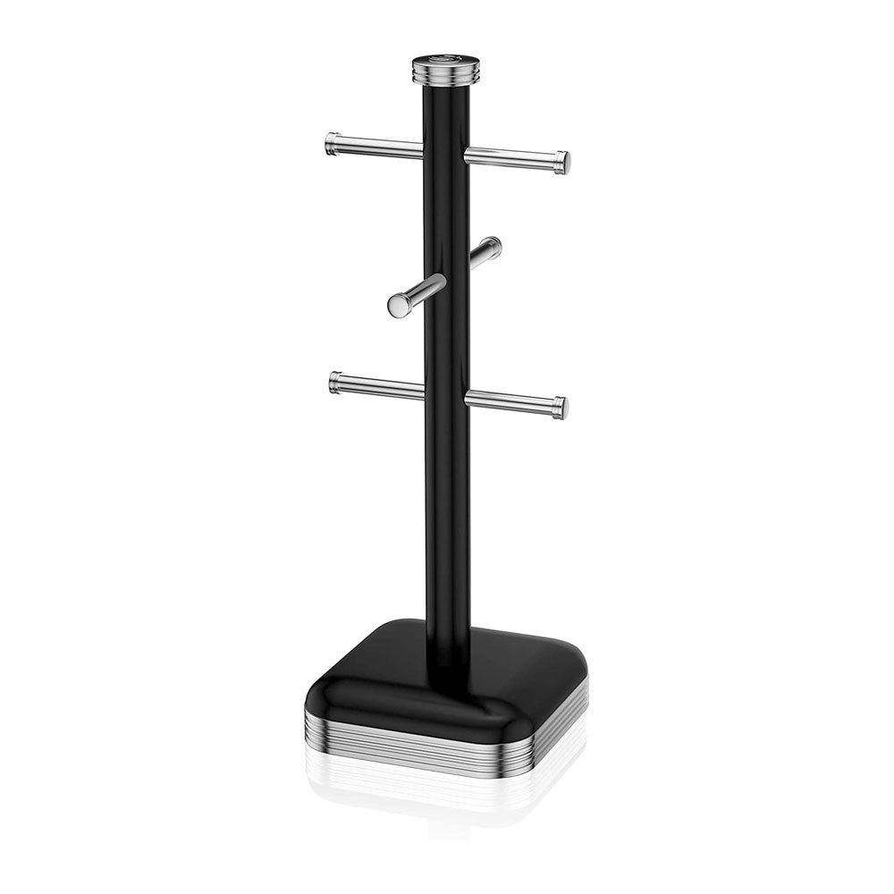 Swan Retro 6 Cup Mug Tree Weighted Base Polished Metal - Black Main image