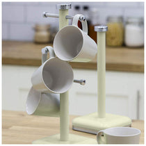 Swan Retro 6 Cup Mug Tree Weighted Base Polished Metal - Green