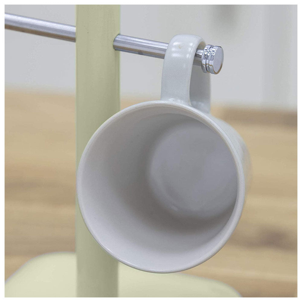 Swan Retro 6 Cup Mug Tree Weighted Base Polished Metal - Green