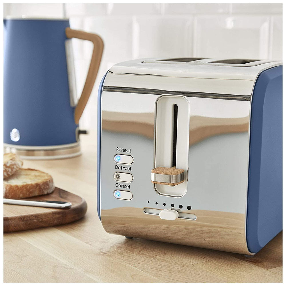 Swan Nordic 2 Slice Toaster With 6 Browning Levels Soft Touch And Matte Finish - Blue