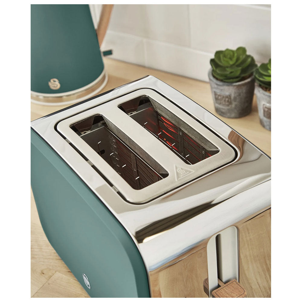 Swan Nordic 2 Slice Toaster With 6 Browning Levels Soft Touch And Matte Finish - Pine Green