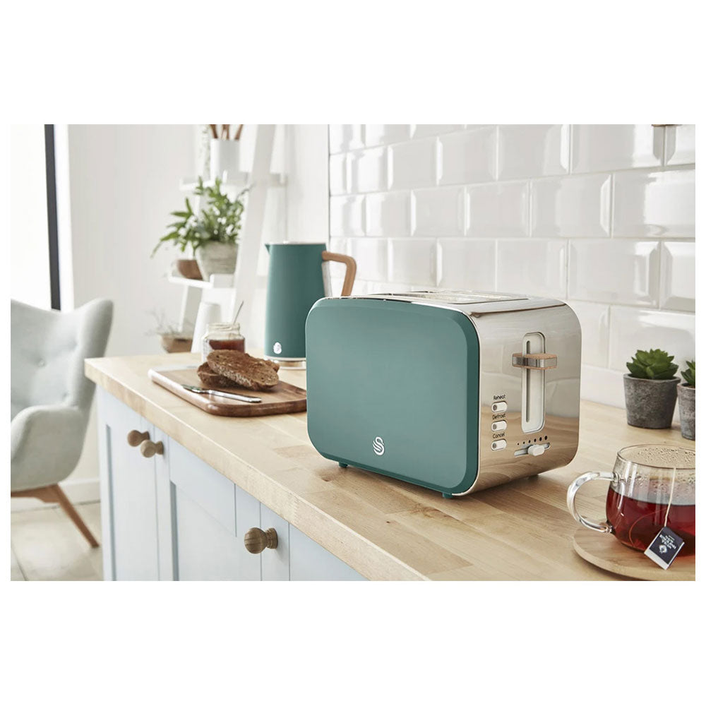 Swan Nordic 2 Slice Toaster With 6 Browning Levels Soft Touch And Matte Finish - Pine Green