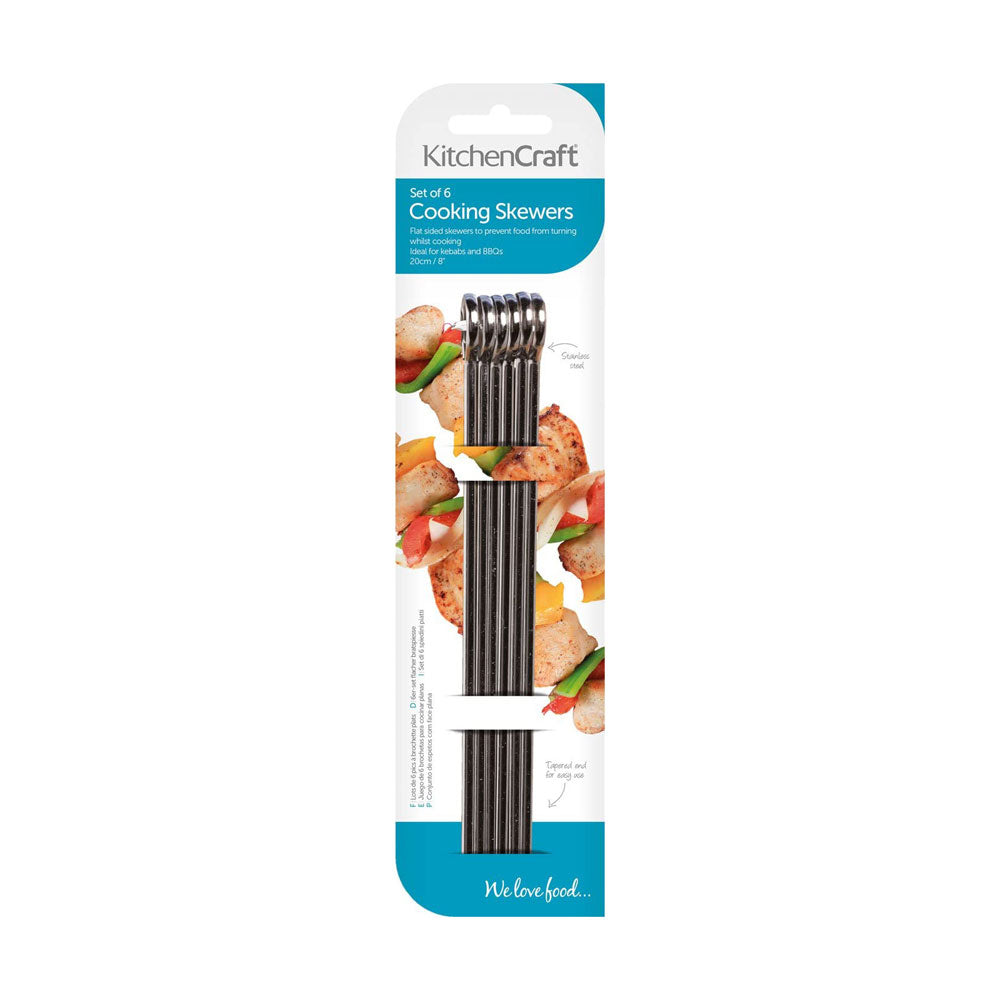 KitchenCraft Flat-Sided Metal Barbeque Skewer Set (20 cm)