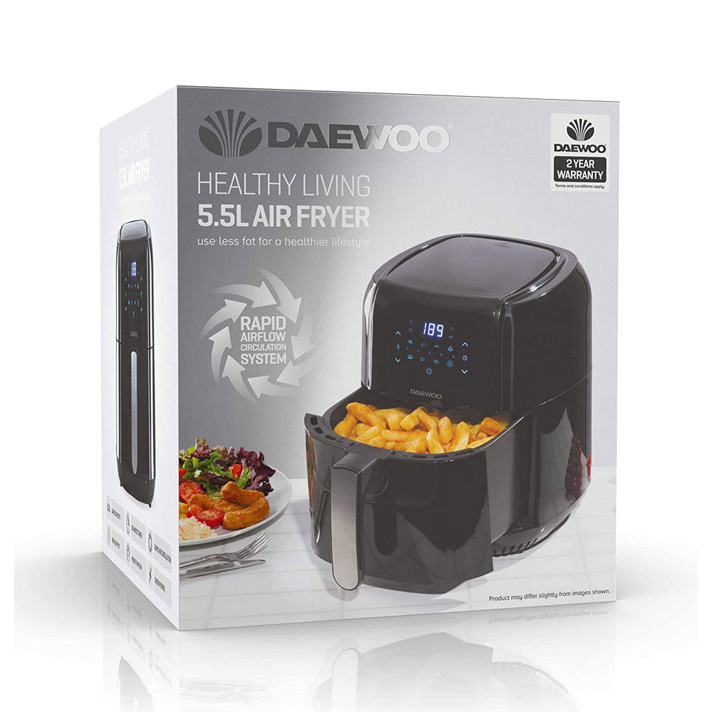Daewoo Digital Air Fryer 5.5 Litre Capacity - Black