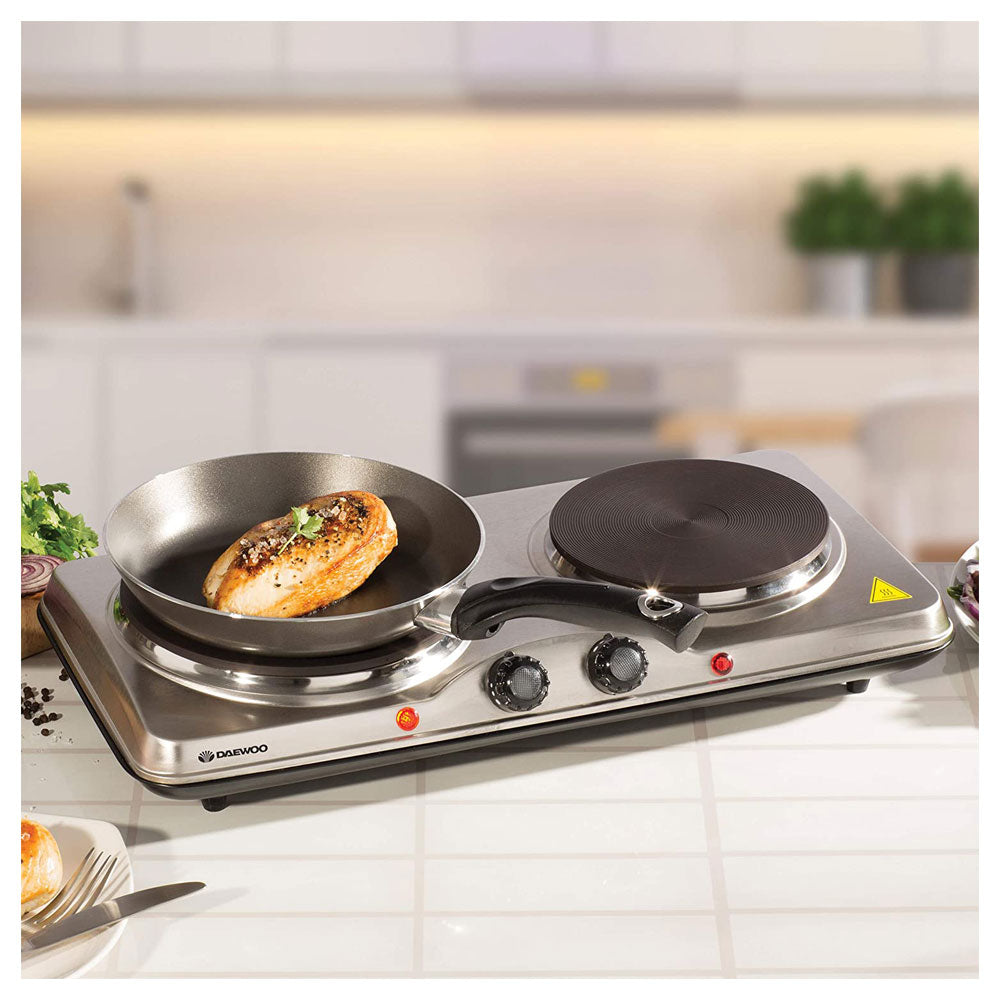 Daewoo Dual Hot Plate Stainless Steel - Silver