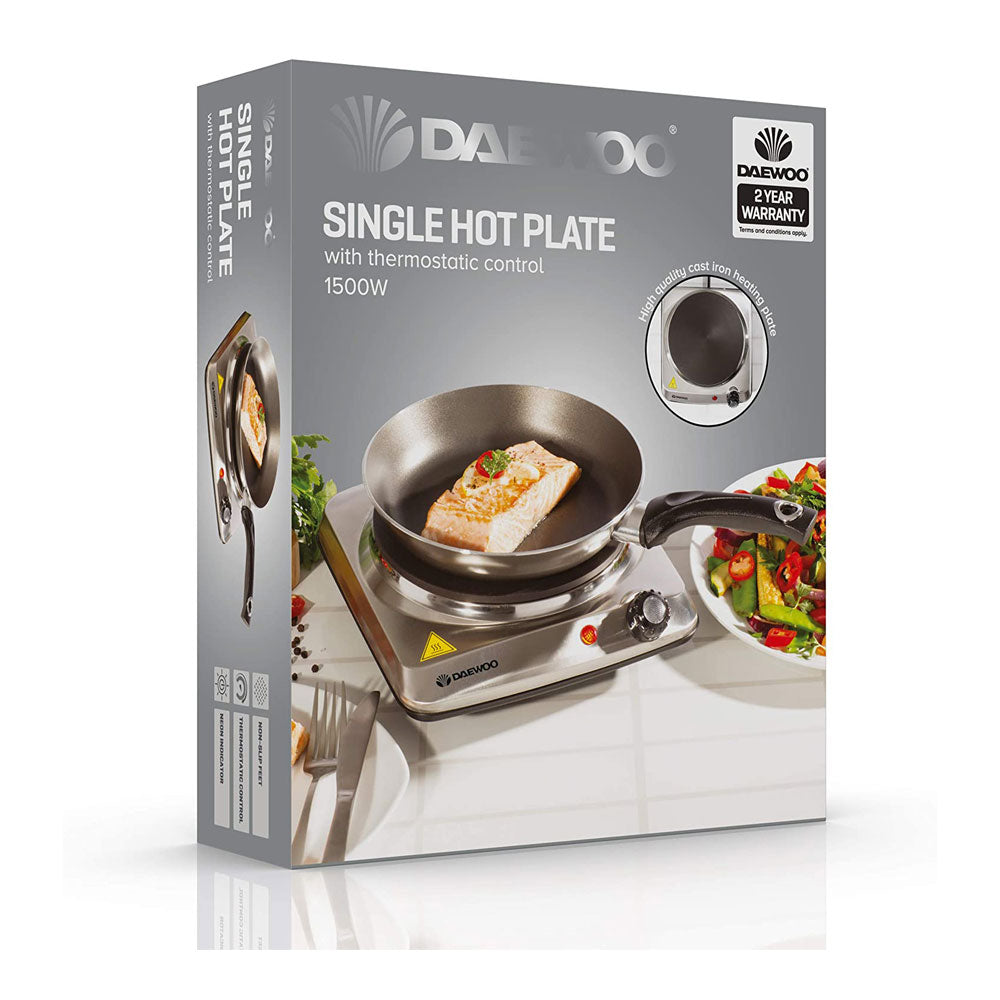 Daewoo Single Hot Plate Stainless Steel Cast Iron - Silver