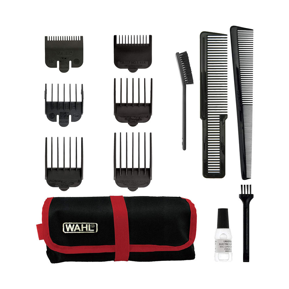 Wahl Baldfader Plus Ultra Close Cut Hair Clipper With 6 Attachment Combs - Black/Red