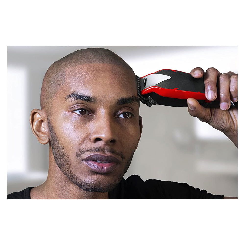 Wahl Baldfader Plus Ultra Close Cut Hair Clipper With 6 Attachment Combs - Black/Red