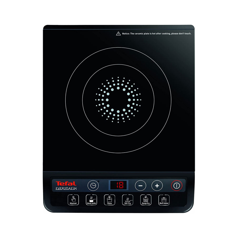 Tefal Everyday Induction Hob Ceramic Plate with 6 Pre-Set Cooking Programmes - Black