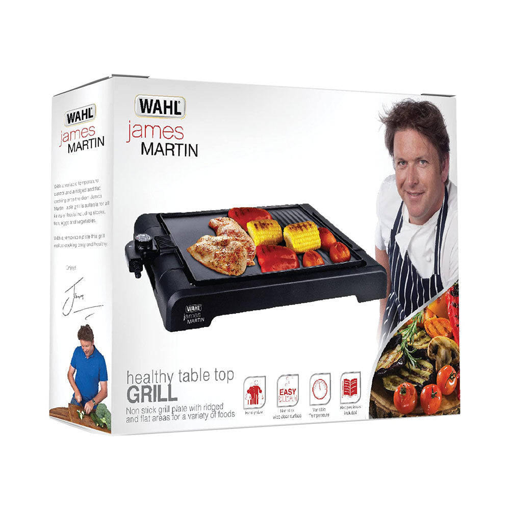 Wahl James Martin Non Stick Healthy Table Top Grill With Flat Hot Plate Stainless Steel - Black