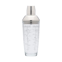 KitchenCraft BarCraft Glass Boston Cocktail Shaker with Printed Recipes 700ml - Transparent