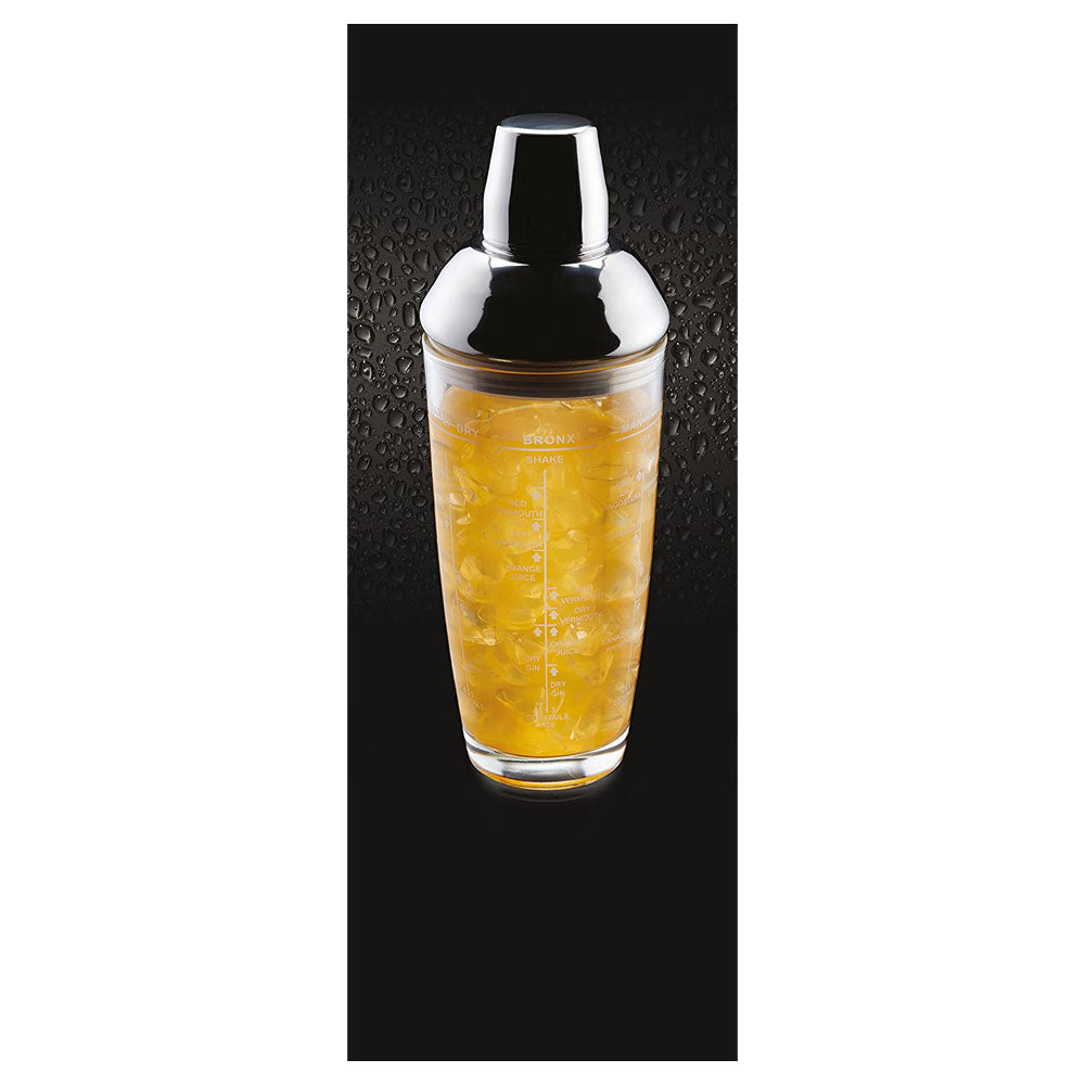 KitchenCraft BarCraft Glass Boston Cocktail Shaker with Printed Recipes 700ml - Transparent