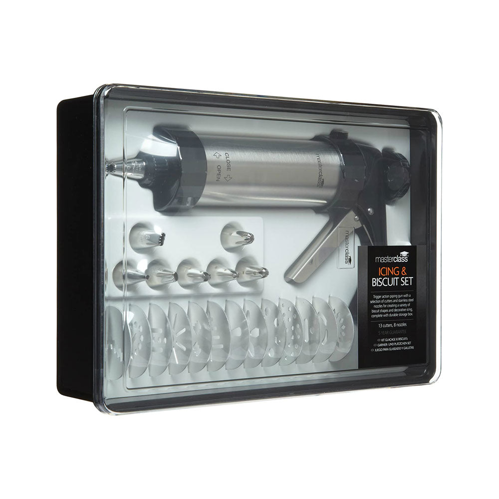 KitchenCraft MasterClass Biscuit Making And Icing 22 Pieces Set Stainless Steel - Silver