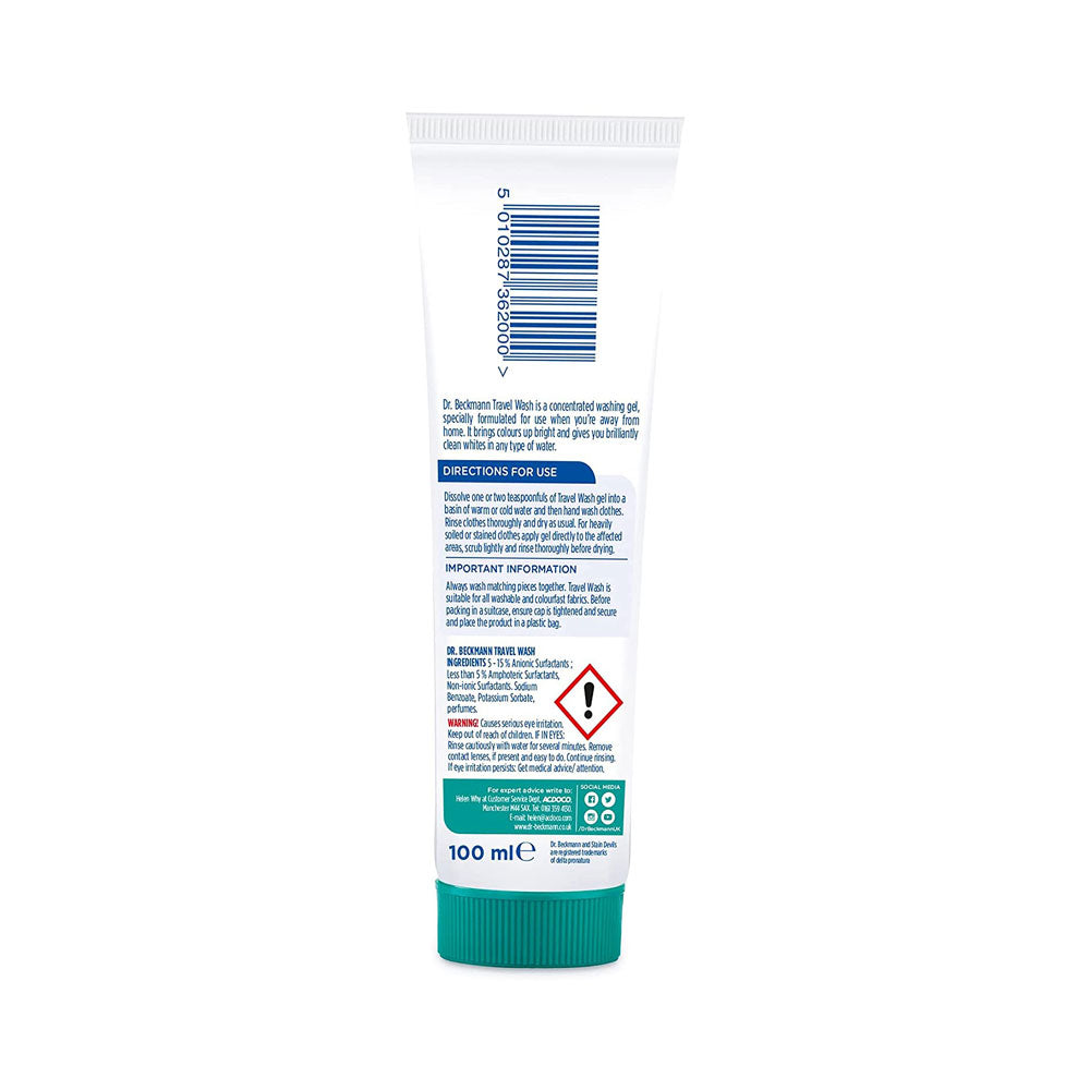 Dr. Beckmann Non Bio Travel Wash 100 ml - Ideal For Hand Washing White And Colored Garments Up To 20 Washes Secondary image