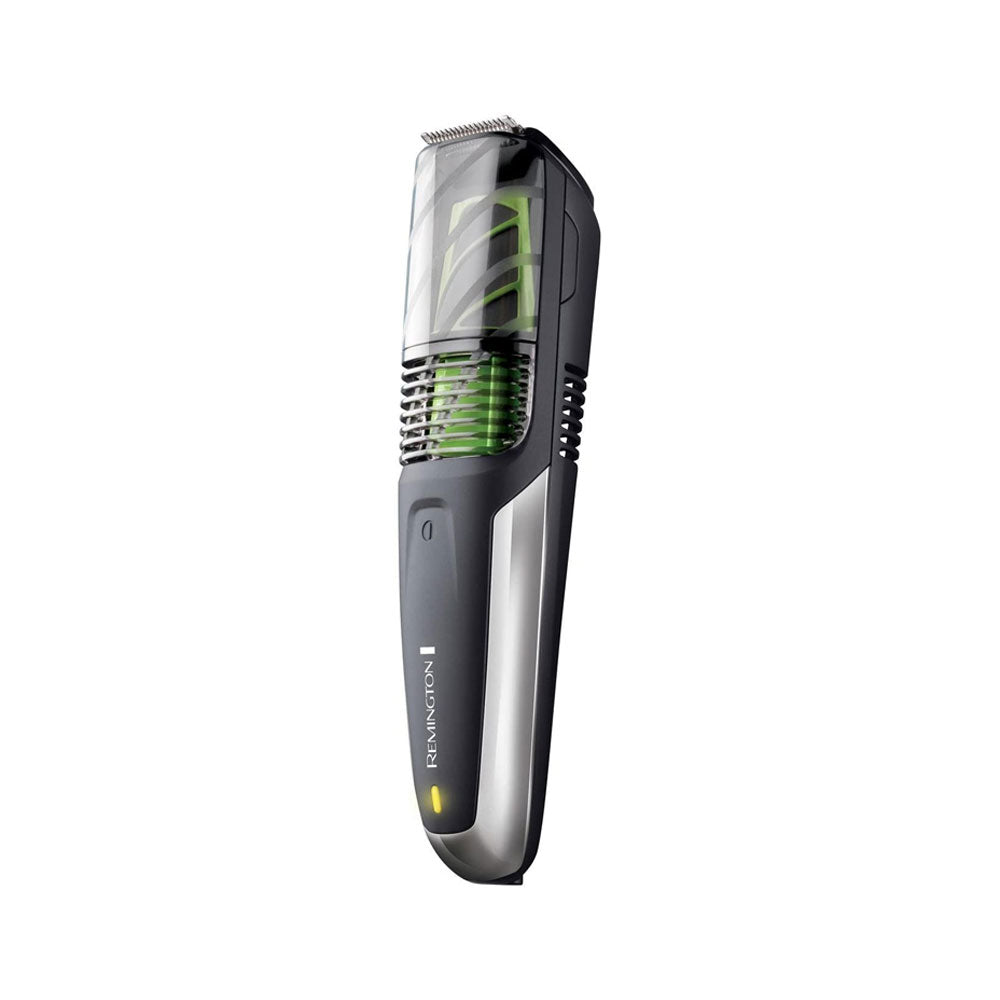 Remington Mens Beard And Stubble Trimmer With Vacuum Chamber To Catch Trimmed Hair - Black/Green Main image