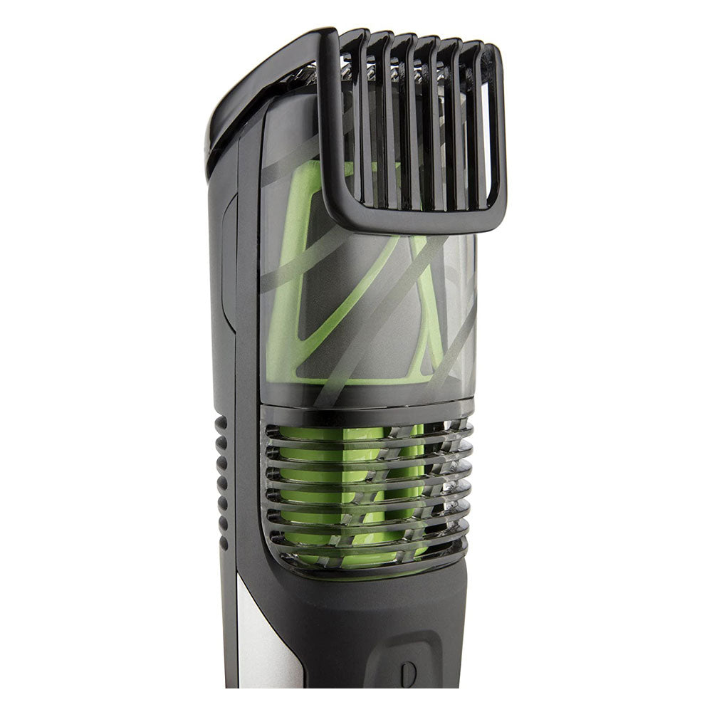Remington Mens Beard And Stubble Trimmer With Vacuum Chamber To Catch Trimmed Hair - Black/Green