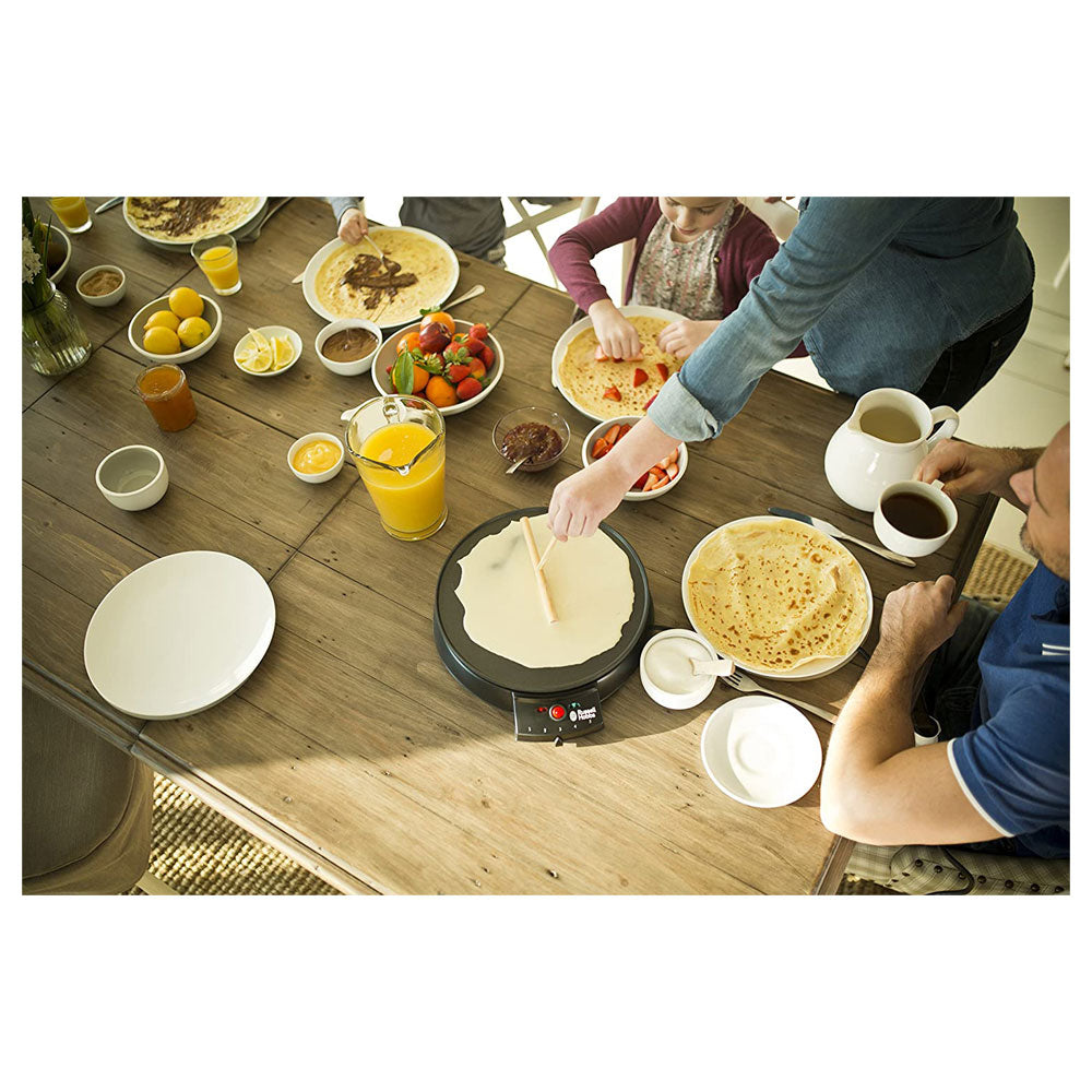 Russell Hobbs Fiesta Crepe And Pancake Maker Electric Non Stick 30cm Hot Plate 1200 W - Black