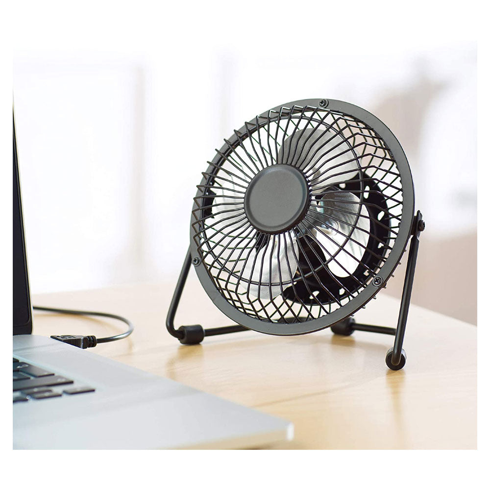 Fine Elements 4 Inch Mini Portable USB Desk Table Fan Aluminum - Black