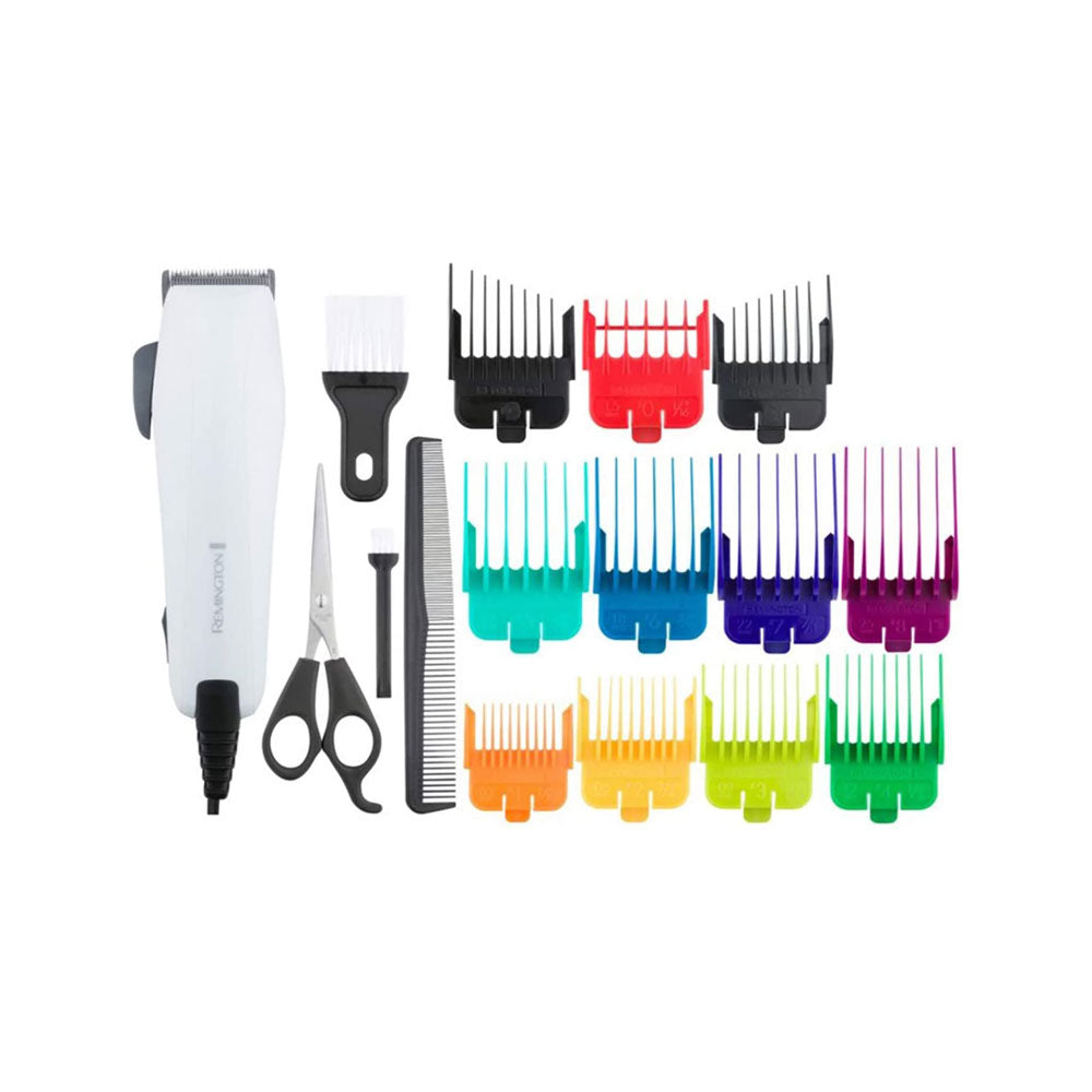 Remington Colour Cut Hair Clippers For Men Corded 16 Piece Grooming Kit