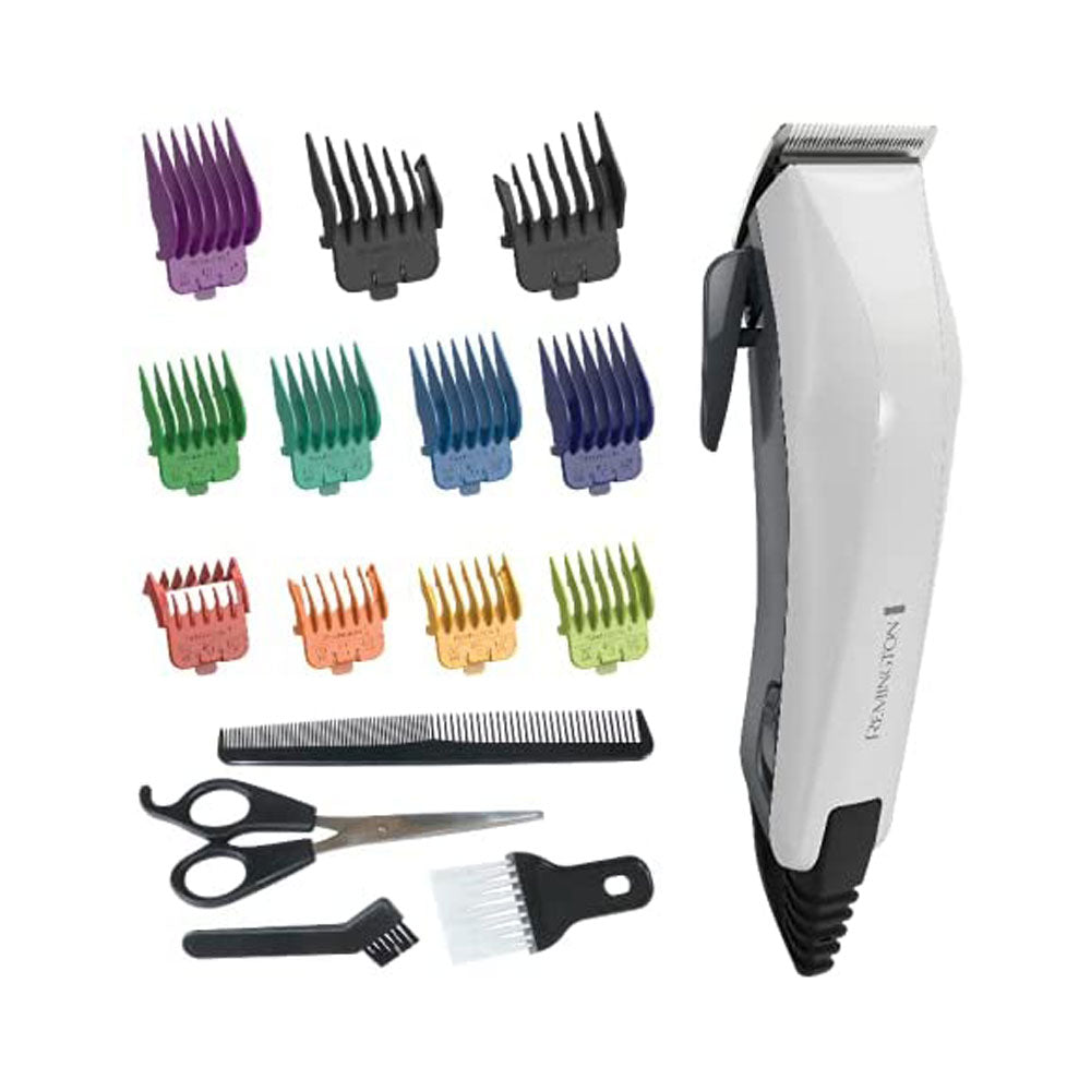 Remington Colour Cut Hair Clippers For Men Corded 16 Piece Grooming Kit