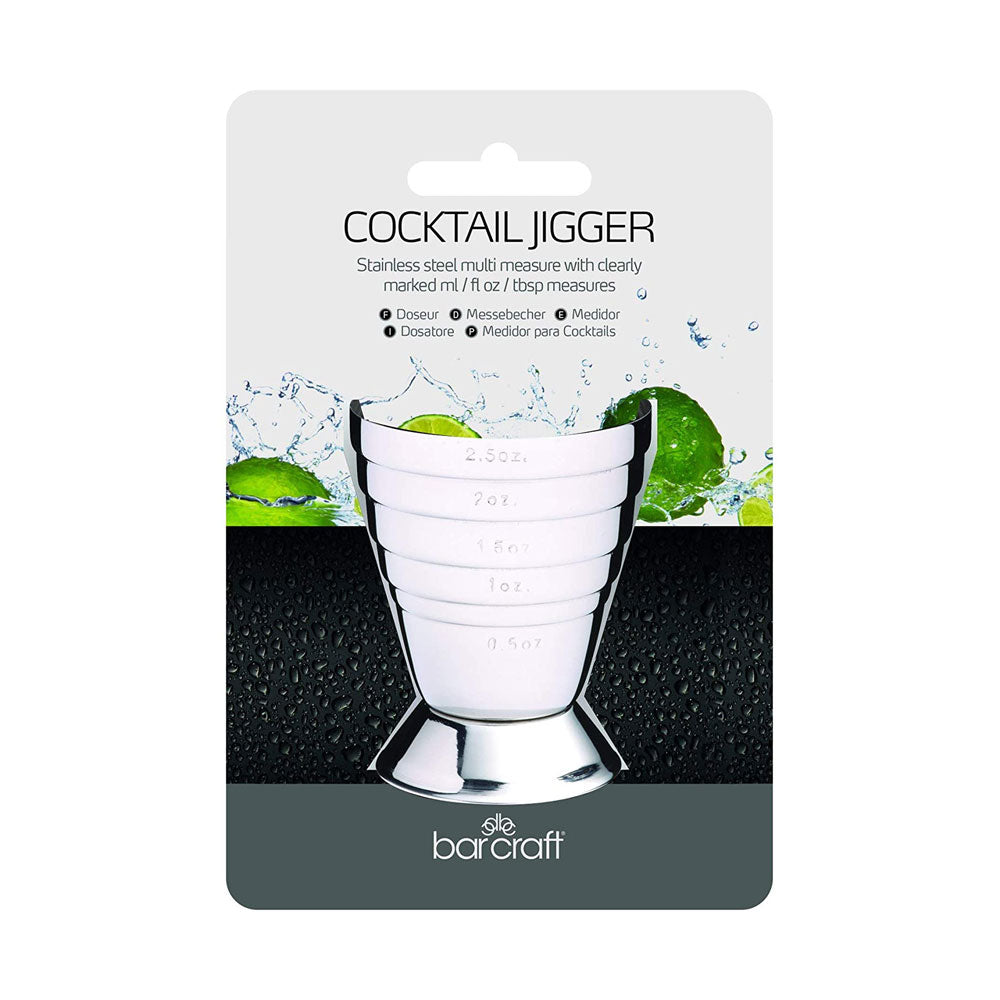 KitchenCraft BarCraft All In 1 Cocktail Jigger With 6 Spirit Measure Markings - Stainless Steel